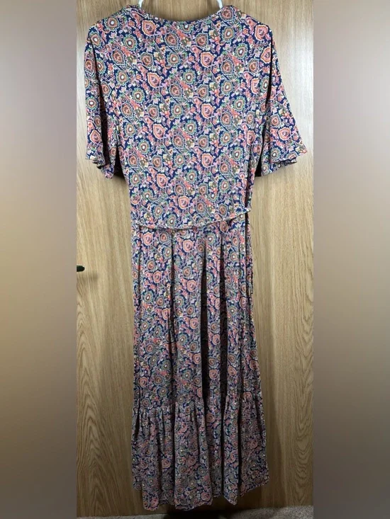 Boden Women’s Size 10R Paisley Floral Tiered V-Neck Flutter Sleeve Maxi Dress - Picture 5 of 5